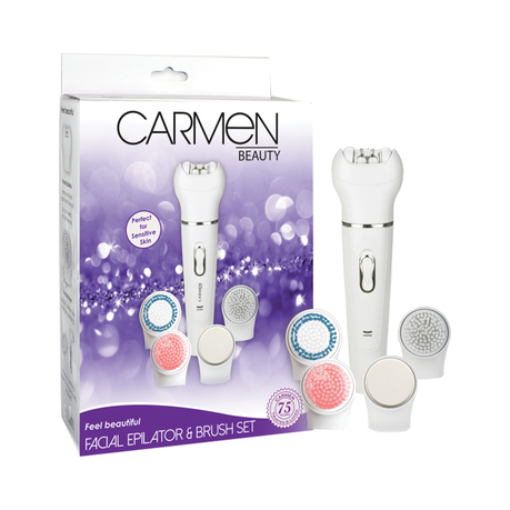 Carmen Facial Epilator & Brush Set - Complete Facial Care for Smooth Skin