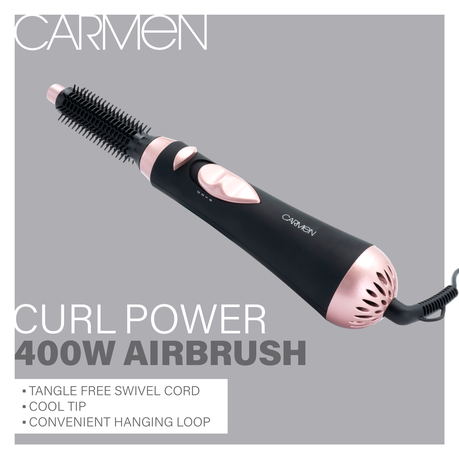 Carmen Curl Power 400W Styling Airbrush Black Rose Gold