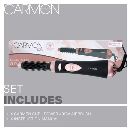 Carmen Curl Power 400W Styling Airbrush Black Rose Gold