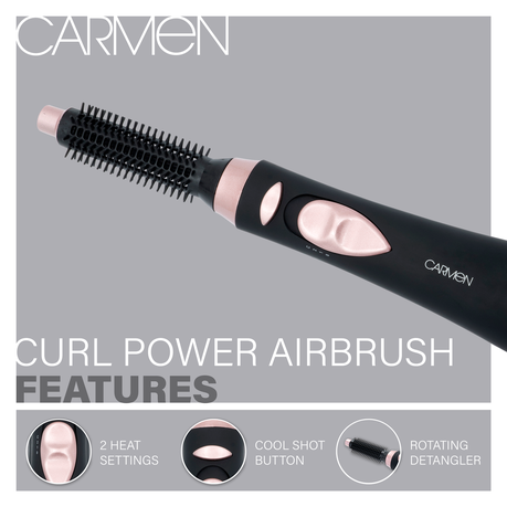 Carmen Curl Power 400W Styling Airbrush Black Rose Gold