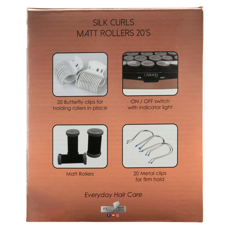 Carmen Silk Curls Hot Rollers 20-Piece Set - Black Velvet Finish