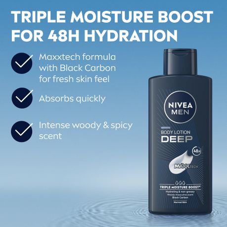 NIVEA MEN Deep Impact Body Lotion with Black Carbon, 400ml