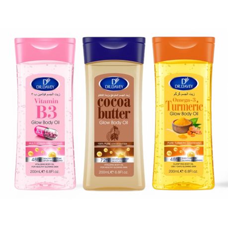 Dr Davey Cocoa Butter Turmeric Omega-3 Vitamin B3 glow Body Oil 200ml