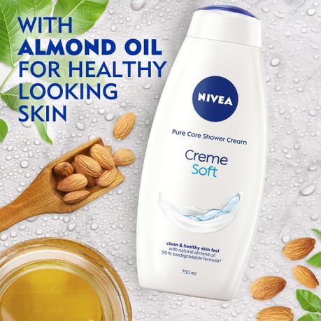 NIVEA Creme Soft Shower Cream Body Wash with Almond Oil, 750ml
