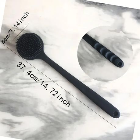 2PCS Silicone Body Bath Brush With Long Handle Back Scrubber for Shower