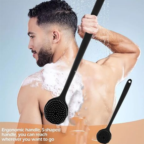 2PCS Silicone Body Bath Brush With Long Handle Back Scrubber for Shower