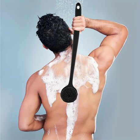 2PCS Silicone Body Bath Brush With Long Handle Back Scrubber for Shower