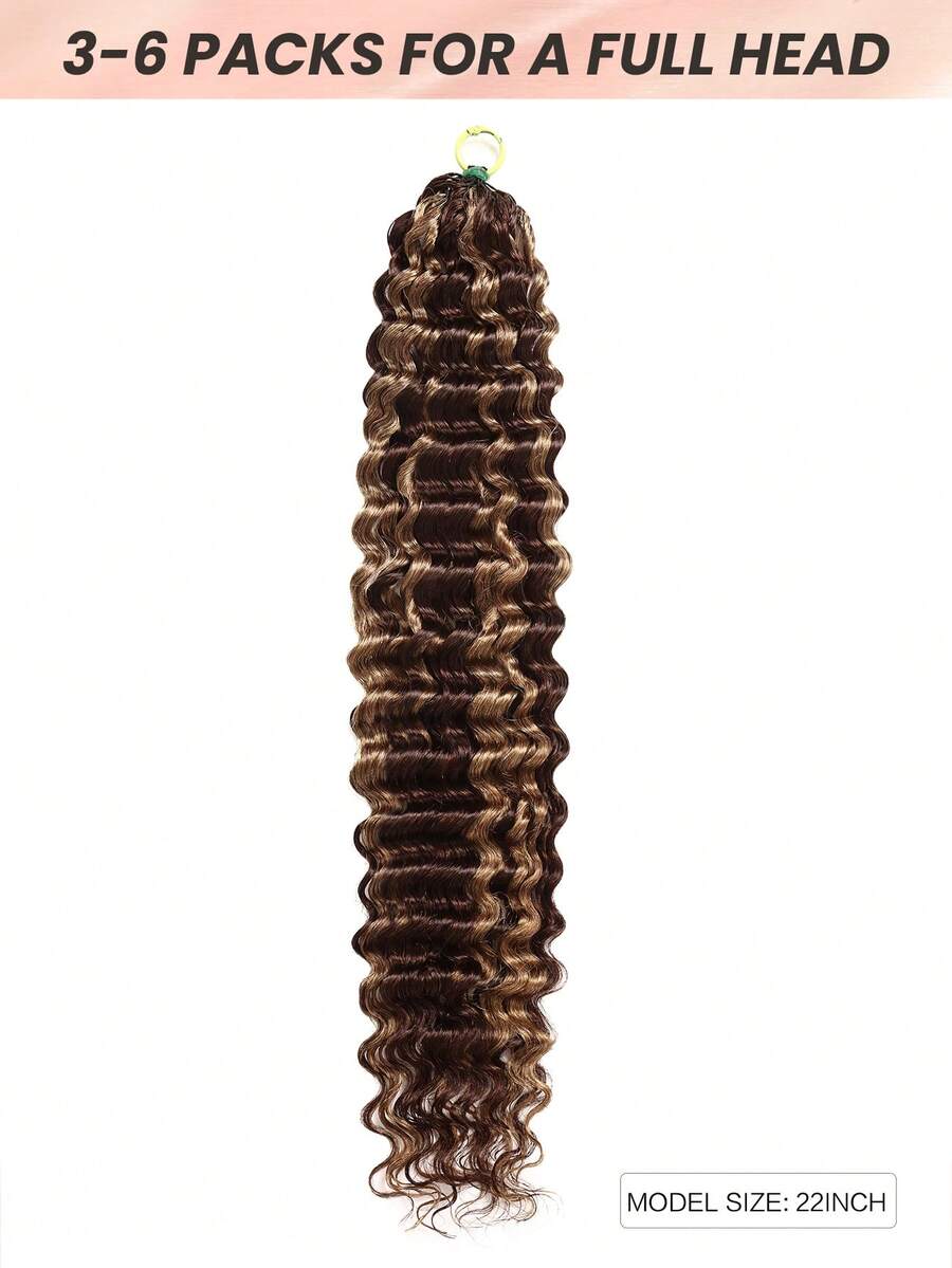 Boho Braids Feather Crochet Human Hair Highlight 4/27 Deep Wave Human Hair Extensions Pre Separated Knotless Handmade Crochet Hair For Braiding Pre Looped 16-22Inch