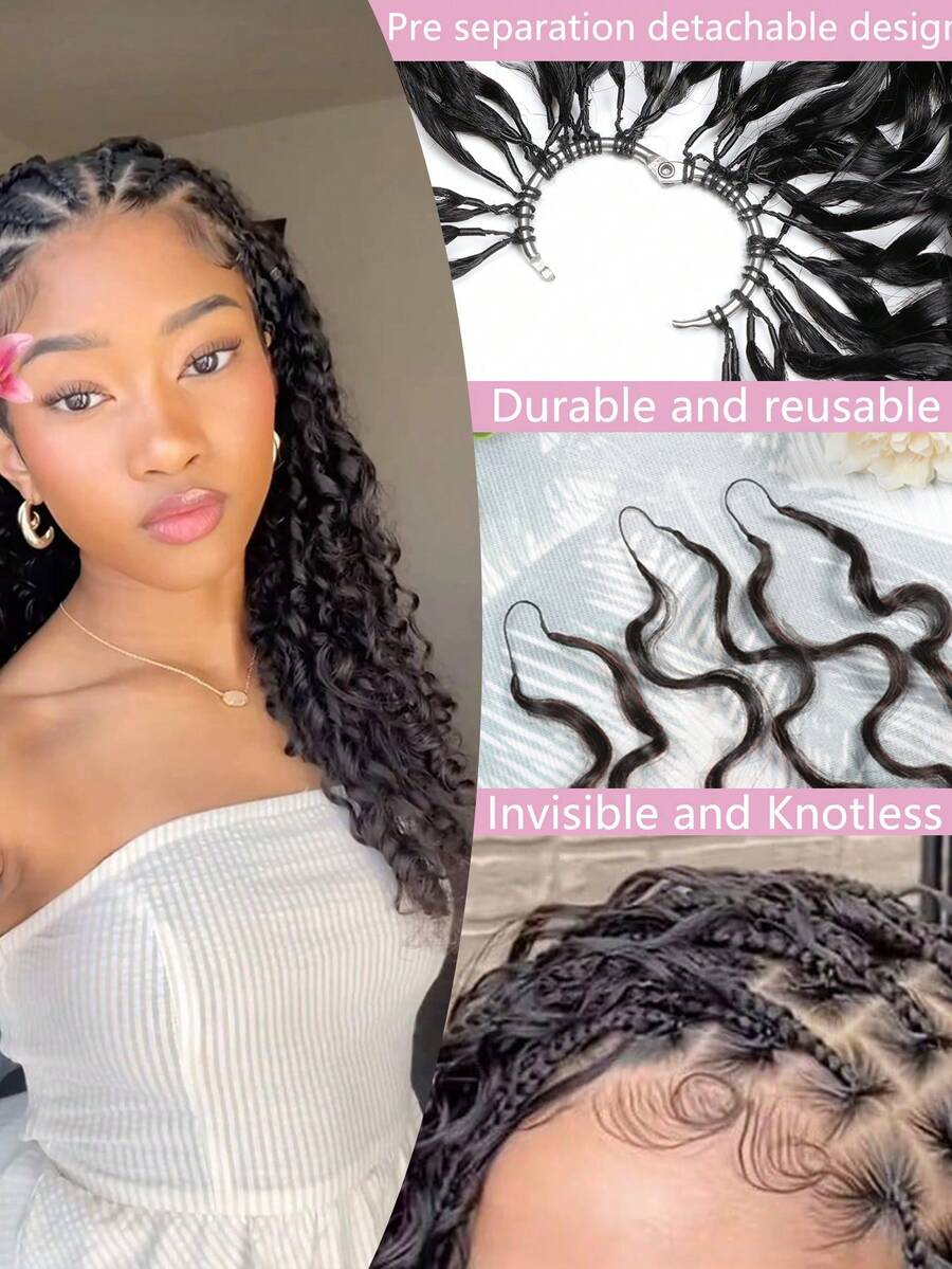 Boho Braids Miracle Knots Hair Human Crochet Hair Burmese Curly 18 Inch 125g Feather Crochet Human Hair For Women Pre-Separated Invisible Wet And Way Crochet Hair Extensions 2#