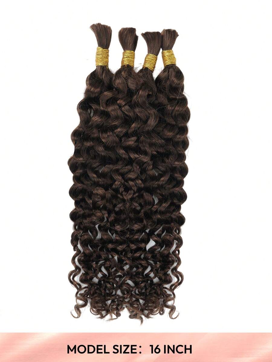 100% Human Braiding Hair For Boho Braids Water Wave Curly Human Hair Braiding Hair 4 Bundles/Pack 95g Full Head Brown Color Bulk Human Hair Extension For Knotless Braiding Wet Wavy No Weft Pre Separated Braiding Hair Human Hair Extensions For Women