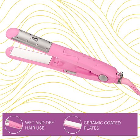 Carmen Ceramic Straightener Wet n Dry- Pink, Salon-Quality Hair at Home