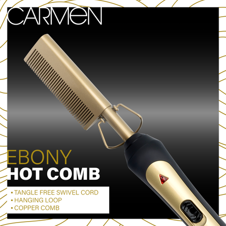 Carmen Ebony 30W Hot Comb Gold Black