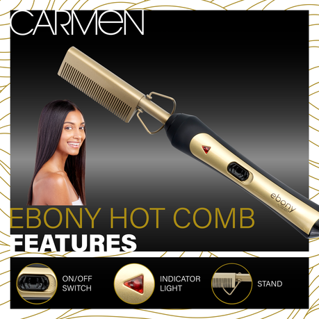 Carmen Ebony 30W Hot Comb Gold Black