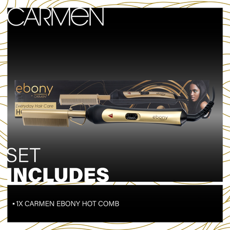 Carmen Ebony 30W Hot Comb Gold Black