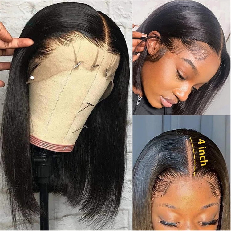 Double Drawn Raw Vietnamese Hair Wig Single Donor Original Human Hair Wig 4x4 5x5 Short Bone Straight Bob Wig Supplier