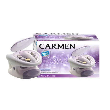 Carmen Hand Spa Centre with 12 Nail Care Attachments - White & Purple