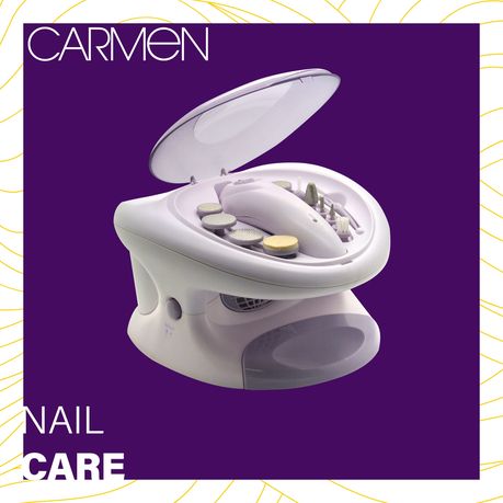 Carmen Hand Spa Centre with 12 Nail Care Attachments - White & Purple