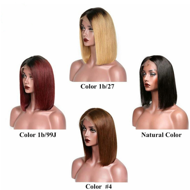 Ombre Cuticle Aligned Hair Wig Double Drawn Straight Bob Wig 5x5 HD Closure 100% Human Hair Lace Front Wigs for Women