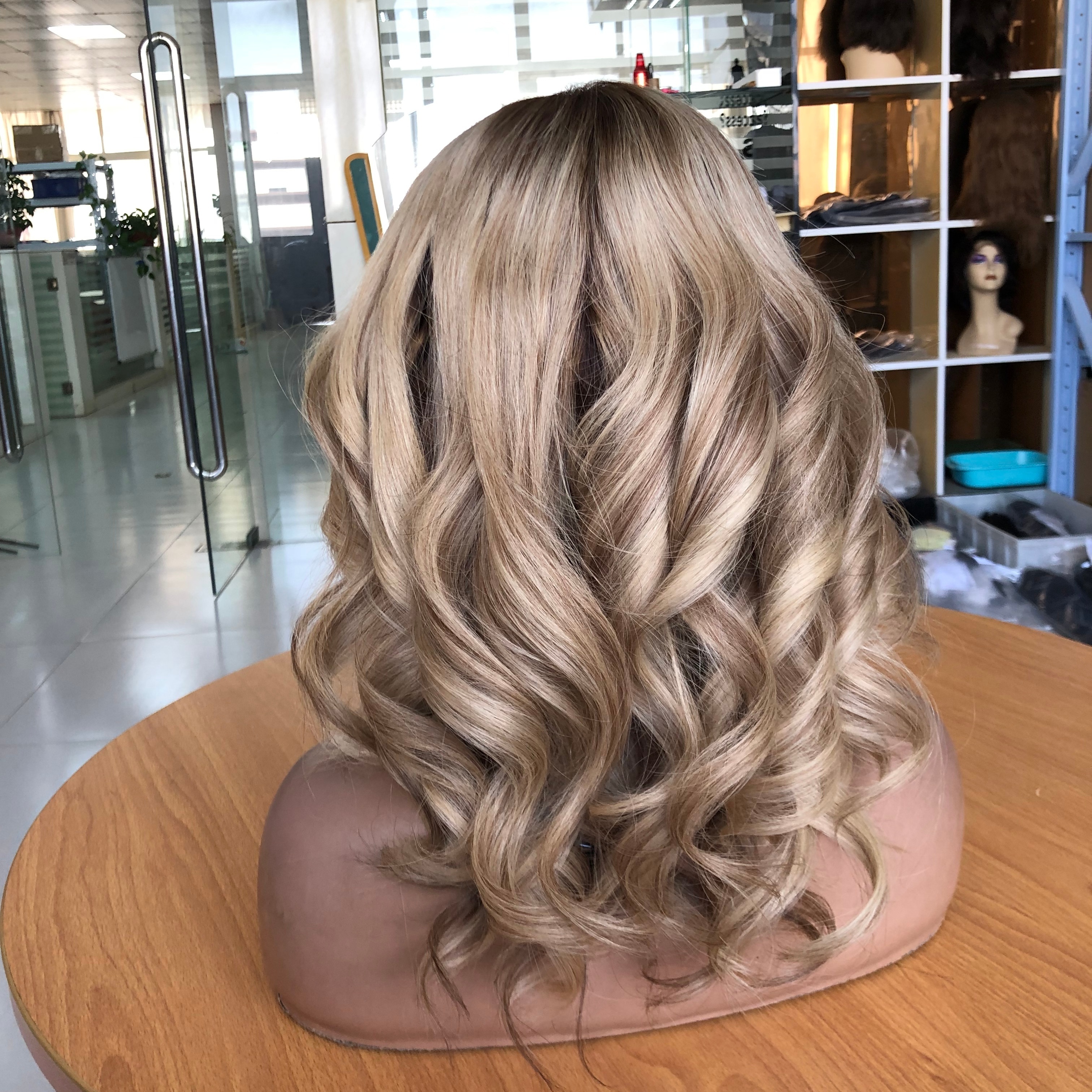 Ash Blonde Highlight Short Bob Wavy Vietnamese Remy Human Hair HD Transparent Lace Front Glueless Lace Wig 1 Piece