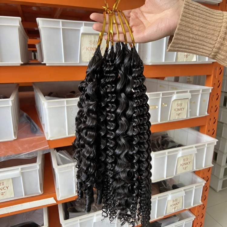 Pre-separated Deep Water Wave Feather Crochet Human Hair Extensions Knotless Burmese Curly Bulk Hair Wholesale for Braiding
