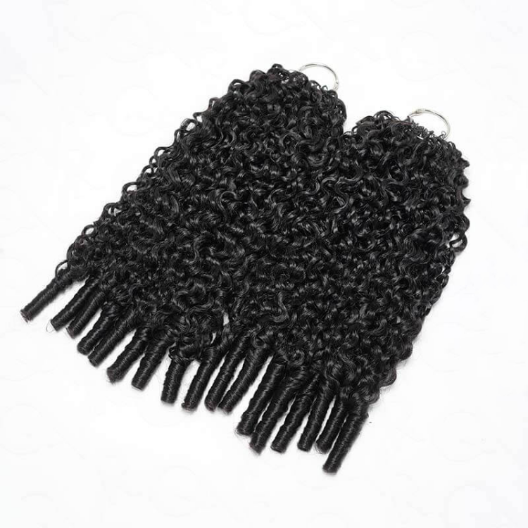Pre-separated Deep Water Wave Feather Crochet Human Hair Extensions Knotless Burmese Curly Bulk Hair Wholesale for Braiding