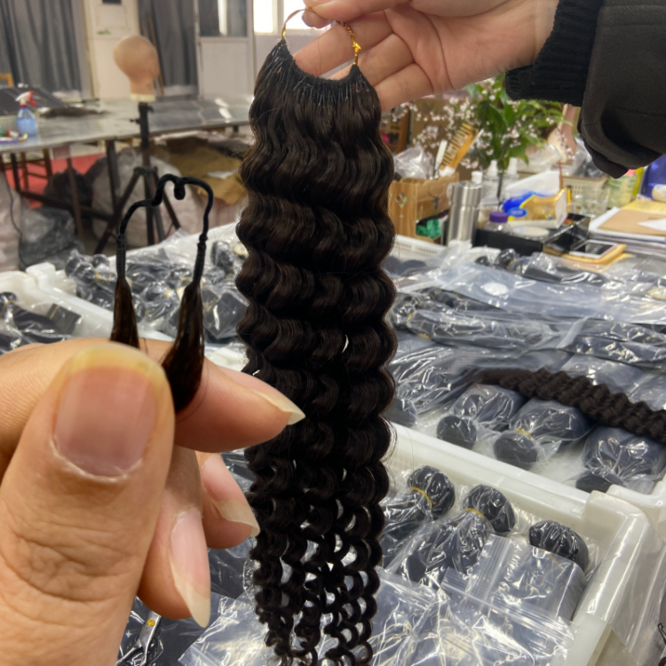 Pre-separated Deep Water Wave Feather Crochet Human Hair Extensions Knotless Burmese Curly Bulk Hair Wholesale for Braiding