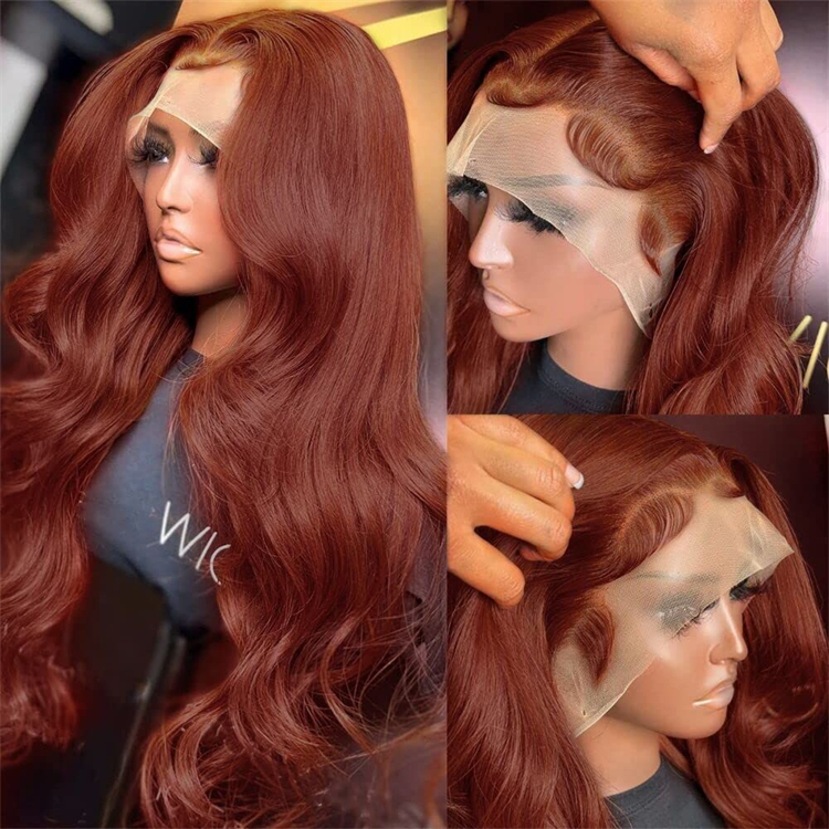 Natural Human Hair Lace Front Wigs Glueless Reddish-brown Brazilian Raw Hair Body Wave Pre Pluck Hd Lace Frontal Wigs for Women