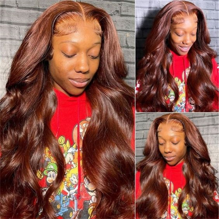 Natural Human Hair Lace Front Wigs Glueless Reddish-brown Brazilian Raw Hair Body Wave Pre Pluck Hd Lace Frontal Wigs for Women