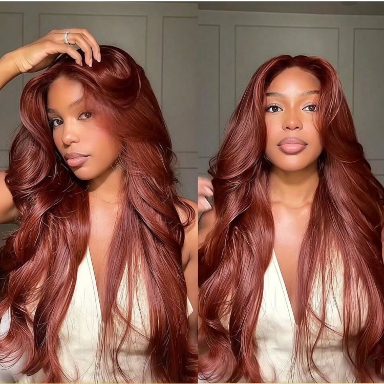 Natural Human Hair Lace Front Wigs Glueless Reddish-brown Brazilian Raw Hair Body Wave Pre Pluck Hd Lace Frontal Wigs for Women