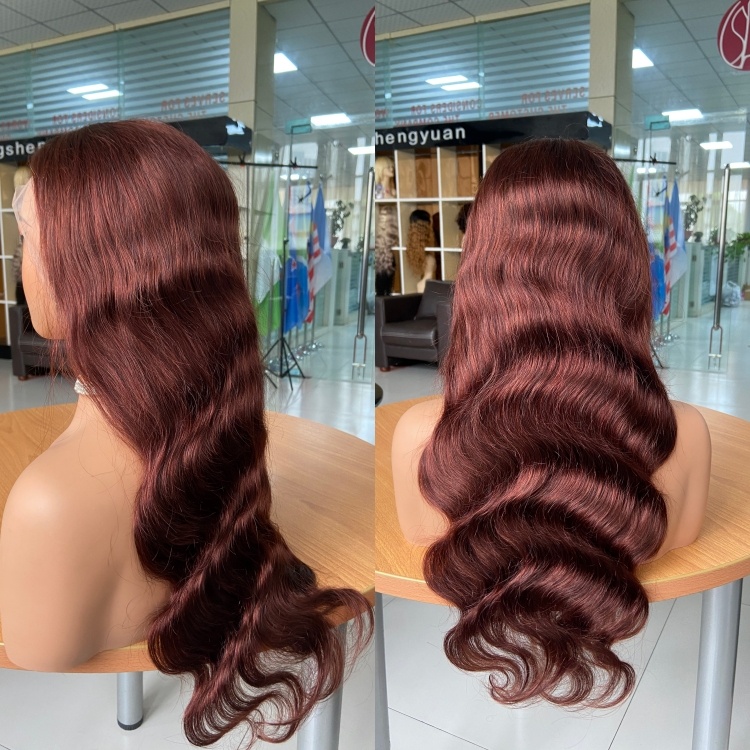 Natural Human Hair Lace Front Wigs Glueless Reddish-brown Brazilian Raw Hair Body Wave Pre Pluck Hd Lace Frontal Wigs for Women