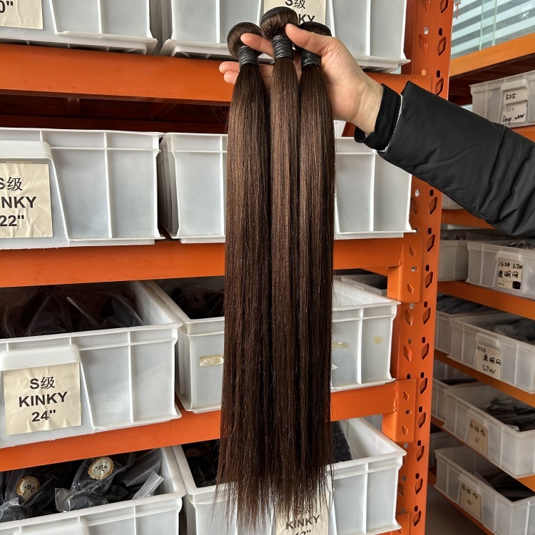 Kinky Straight Human Hair Hair Bundles One Donor Raw Hair Wholesale Vendor Super Double Drawn Virgin Hair Bulk Deal