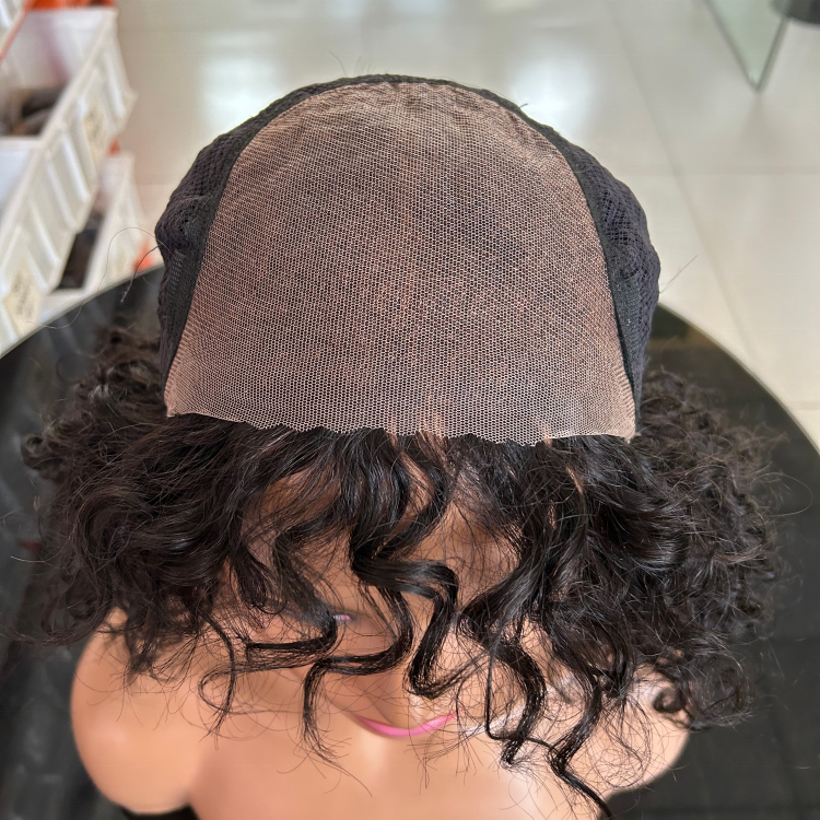 Jerry Curly Bob Wig Bangs Human Hair Glueless HD Lace Short Kinky Curly Women Fringe Wig Remy Hair Wholesale