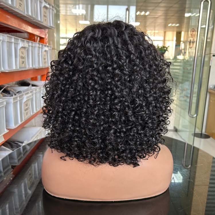 Jerry Curly Bob Wig Bangs Human Hair Glueless HD Lace Short Kinky Curly Women Fringe Wig Remy Hair Wholesale