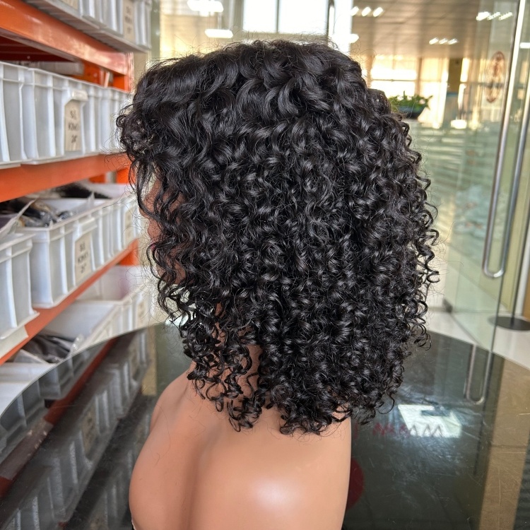 Jerry Curly Bob Wig Bangs Human Hair Glueless HD Lace Short Kinky Curly Women Fringe Wig Remy Hair Wholesale