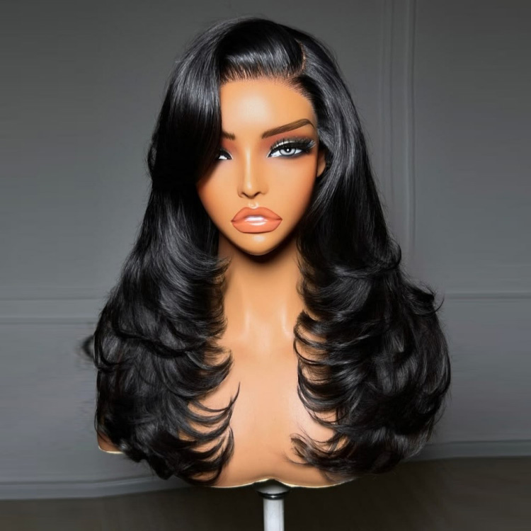 Wholesale Cambodian Remy Hair Glueless Layered Straight HD for Wig Pre Plucked Natural Hairline Women