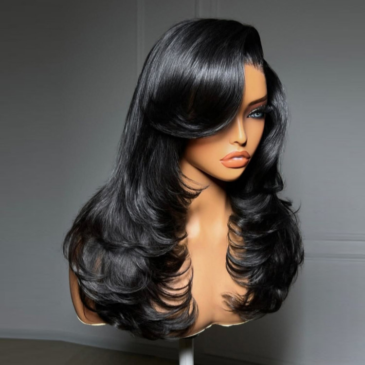 Wholesale Cambodian Remy Hair Glueless Layered Straight HD for Wig Pre Plucked Natural Hairline Women