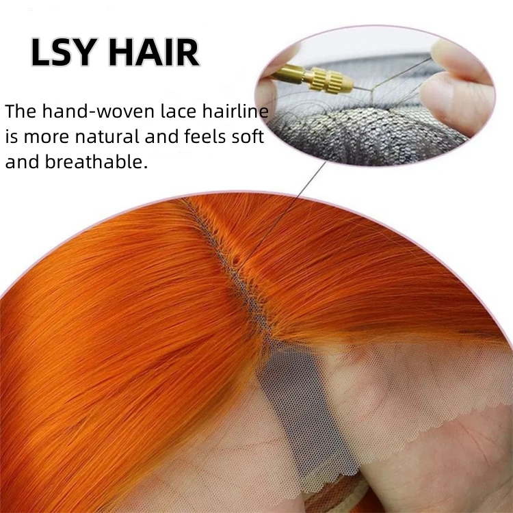Short Ginger Bob Wig Human Hair 13x4 Frontal HD Transparent Remy Hair 180% Density Pre Plucked Orange Glueless Women 1 Piece