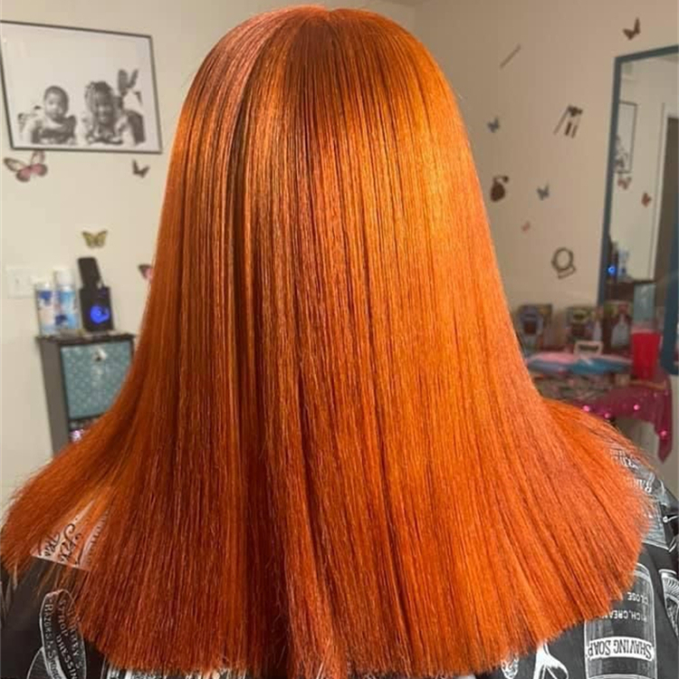 Short Ginger Bob Wig Human Hair 13x4 Frontal HD Transparent Remy Hair 180% Density Pre Plucked Orange Glueless Women 1 Piece