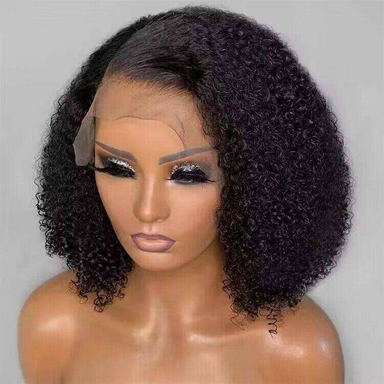 Wholesale Transparent for Lace Front Human Hair Wig Short Bob Kinky Curly for Black Women Small Cap Size