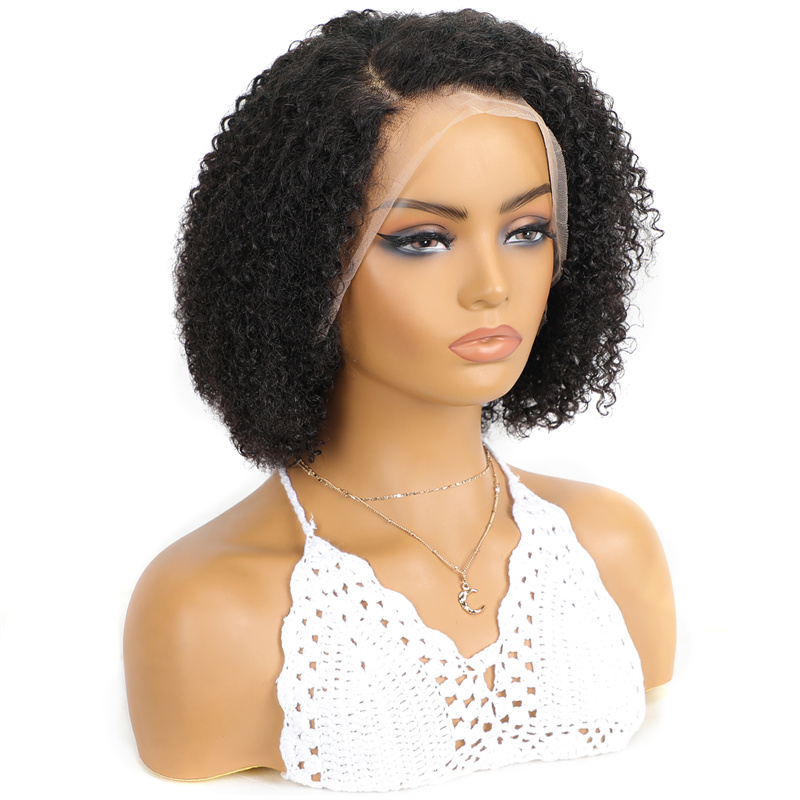 Wholesale Transparent for Lace Front Human Hair Wig Short Bob Kinky Curly for Black Women Small Cap Size