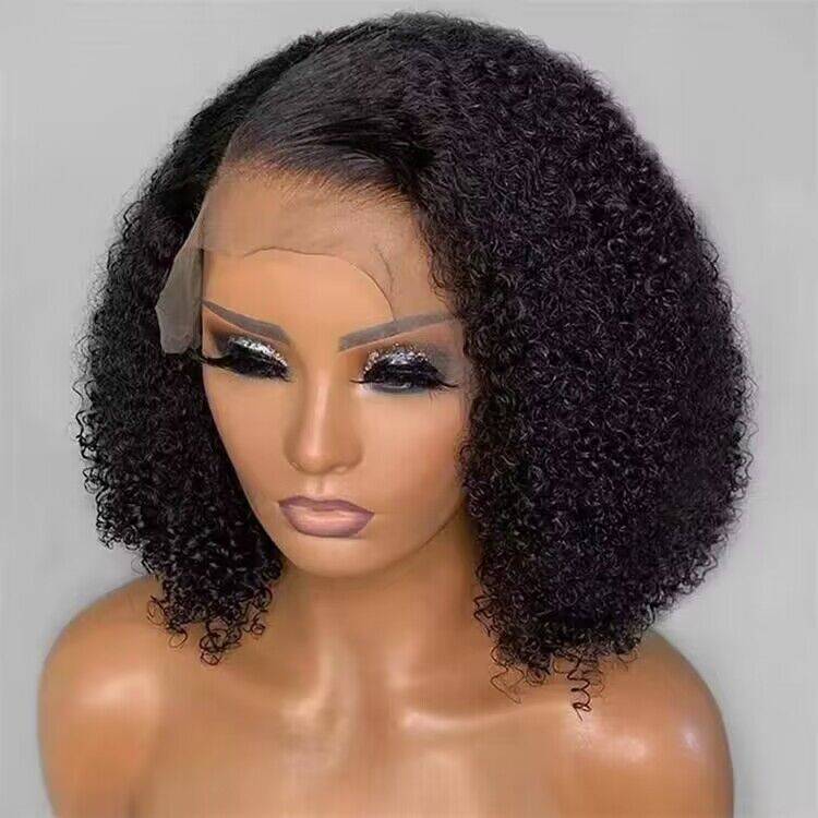 Wholesale Transparent for Lace Front Human Hair Wig Short Bob Kinky Curly for Black Women Small Cap Size