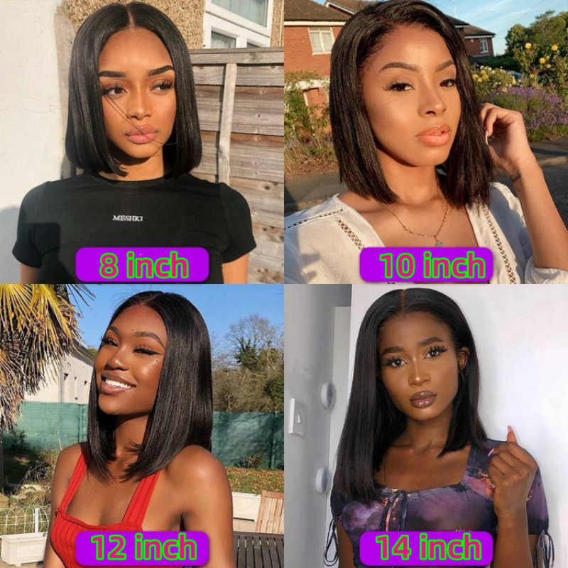 4X4 Transparent for Lace Front Indian Remy Bob Wig Raw & Glueless Wearable Natural Human Hair