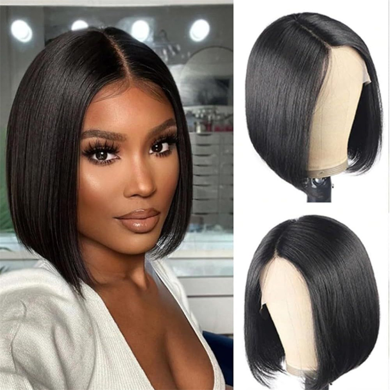 4X4 Transparent for Lace Front Indian Remy Bob Wig Raw & Glueless Wearable Natural Human Hair