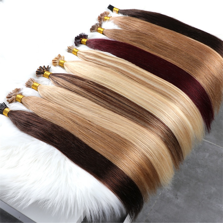 I Tip Hair Extension Human Hair Kinky Straight Remy 100% Burmese Hair Machine Double Weft Seamless Thick End Hair All Colors