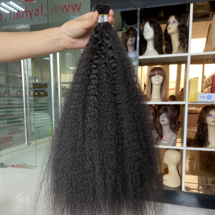 I Tip Hair Extension Human Hair Kinky Straight Remy 100% Burmese Hair Machine Double Weft Seamless Thick End Hair All Colors