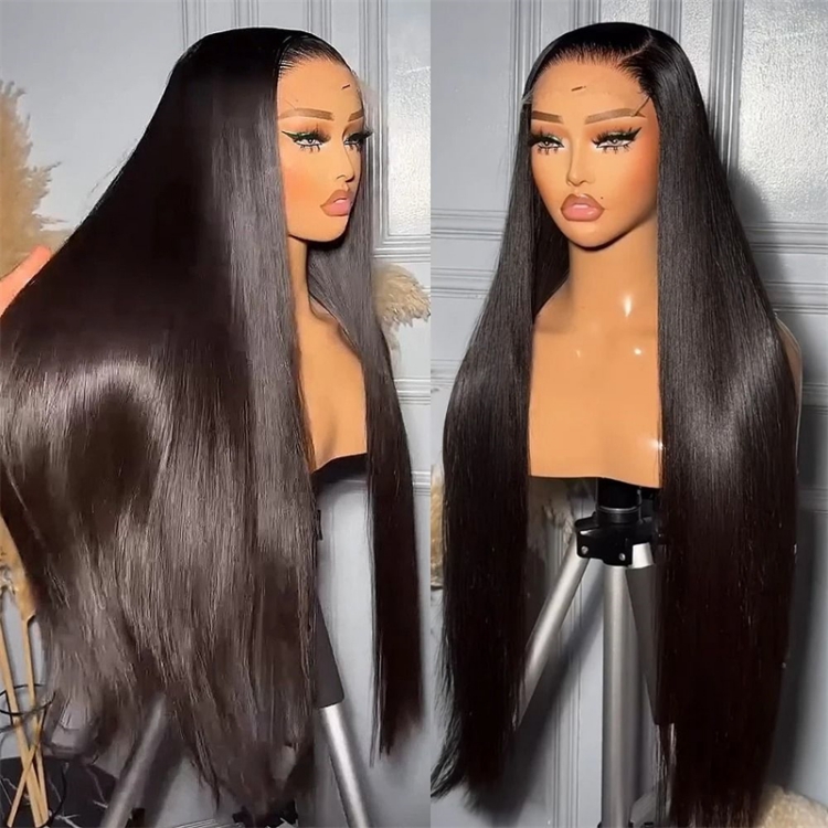Factory Wholesale Natural Color Straight Human Hair Lace Closure Wig Pre Plucked Vietnamese Raw Hair Long Wig Custom Service