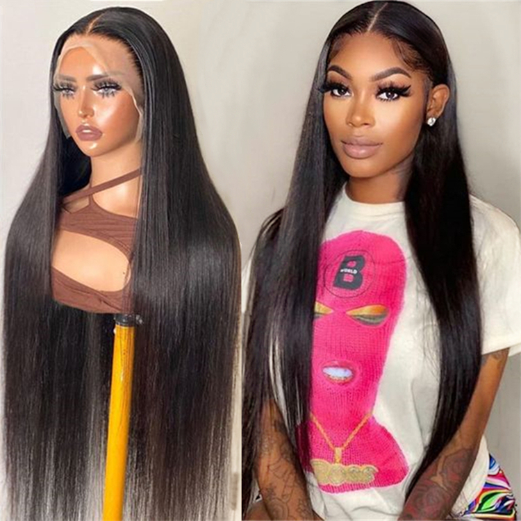 Factory Wholesale Natural Color Straight Human Hair Lace Closure Wig Pre Plucked Vietnamese Raw Hair Long Wig Custom Service