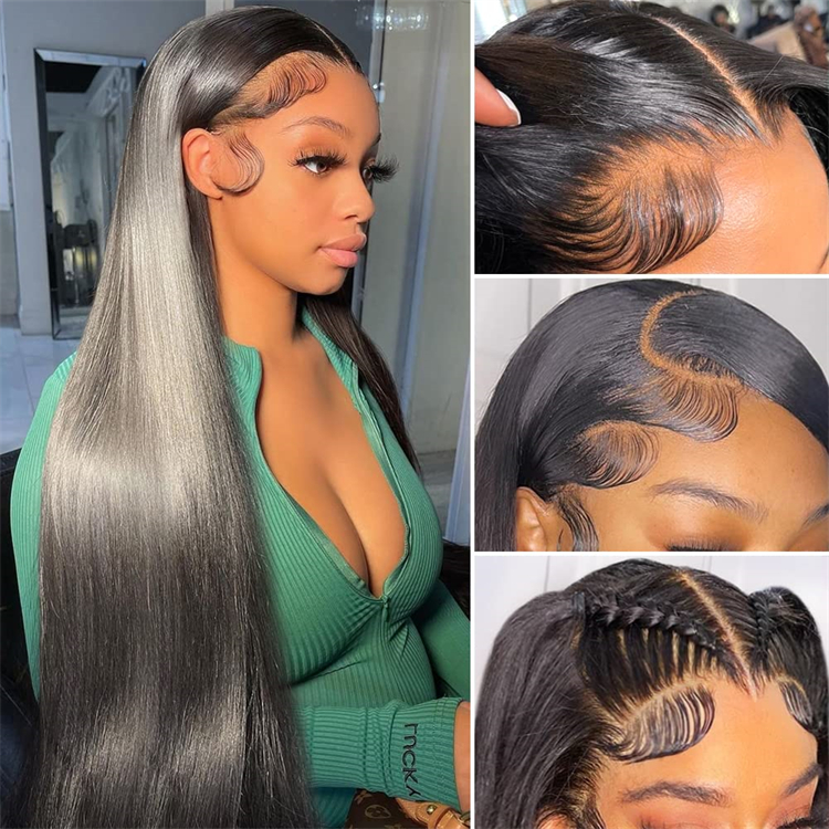 Factory Wholesale Natural Color Straight Human Hair Lace Closure Wig Pre Plucked Vietnamese Raw Hair Long Wig Custom Service