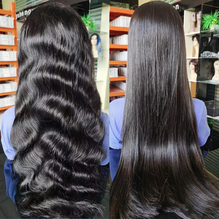 Factory Wholesale Natural Color Straight Human Hair Lace Closure Wig Pre Plucked Vietnamese Raw Hair Long Wig Custom Service