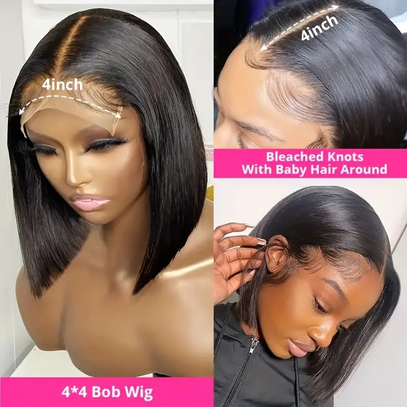 Single Donor Vietnamese Remy Human Hair Bob Wig HD Lace Glueless Natural Color Bone Straight Short Length Women's